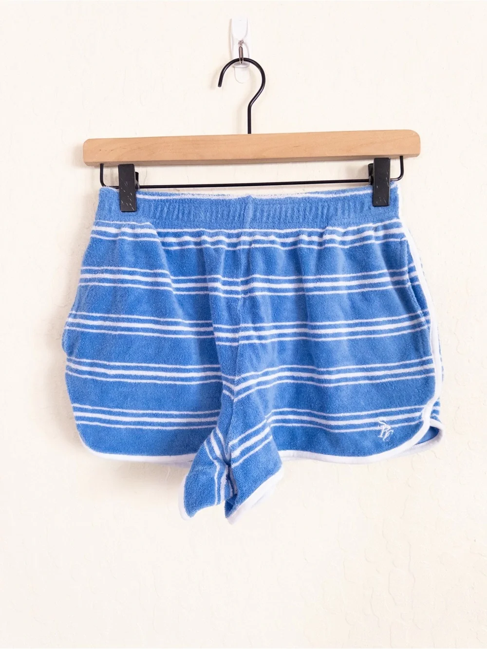Sporty & Rich SRC Terry Cloth Short Medium Blue Juniper Striped Retro Sport